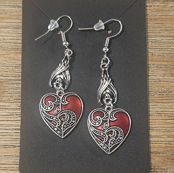 Y2K Love Dripping Oil Pattern Earrings.Handmade Creative Inverted Bat Cool Love. - Picture 7 of 8